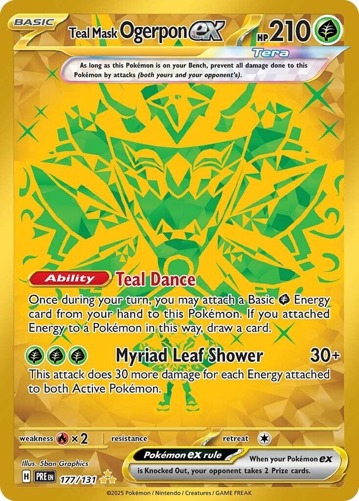 Teal Mask Ogerpon ex 177/131 – Hyper Rare Gold – Prismatic Evolutions Pokémon TCG Single Card