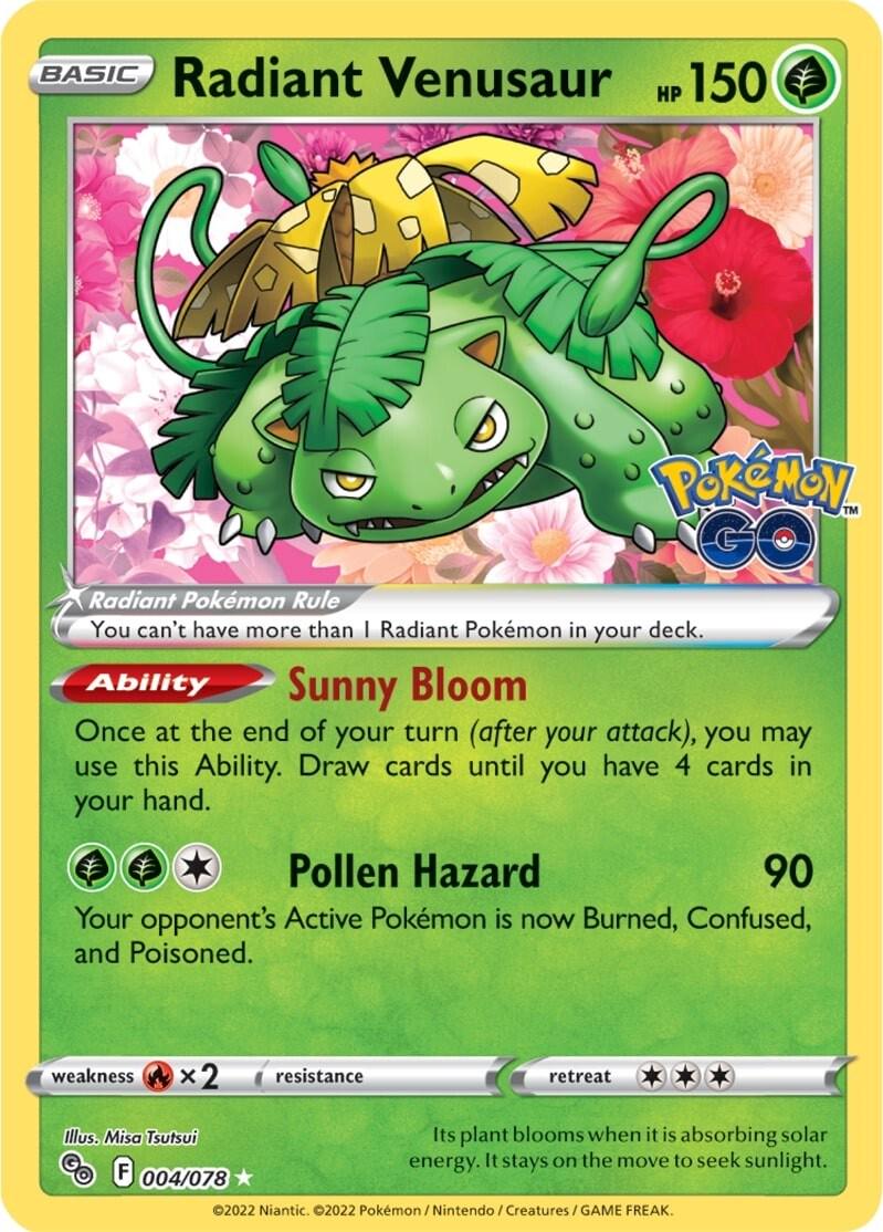 Radiant Venusaur 004/078 – Radiant Rare Holo – Pokémon GO Pokémon TCG Single Card
