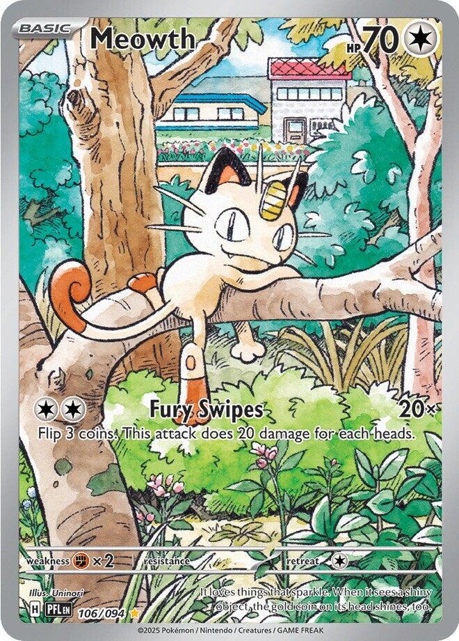 Meowth 106/094 – Illustration Rare – Phantasmal Flames Pokémon TCG Single Card