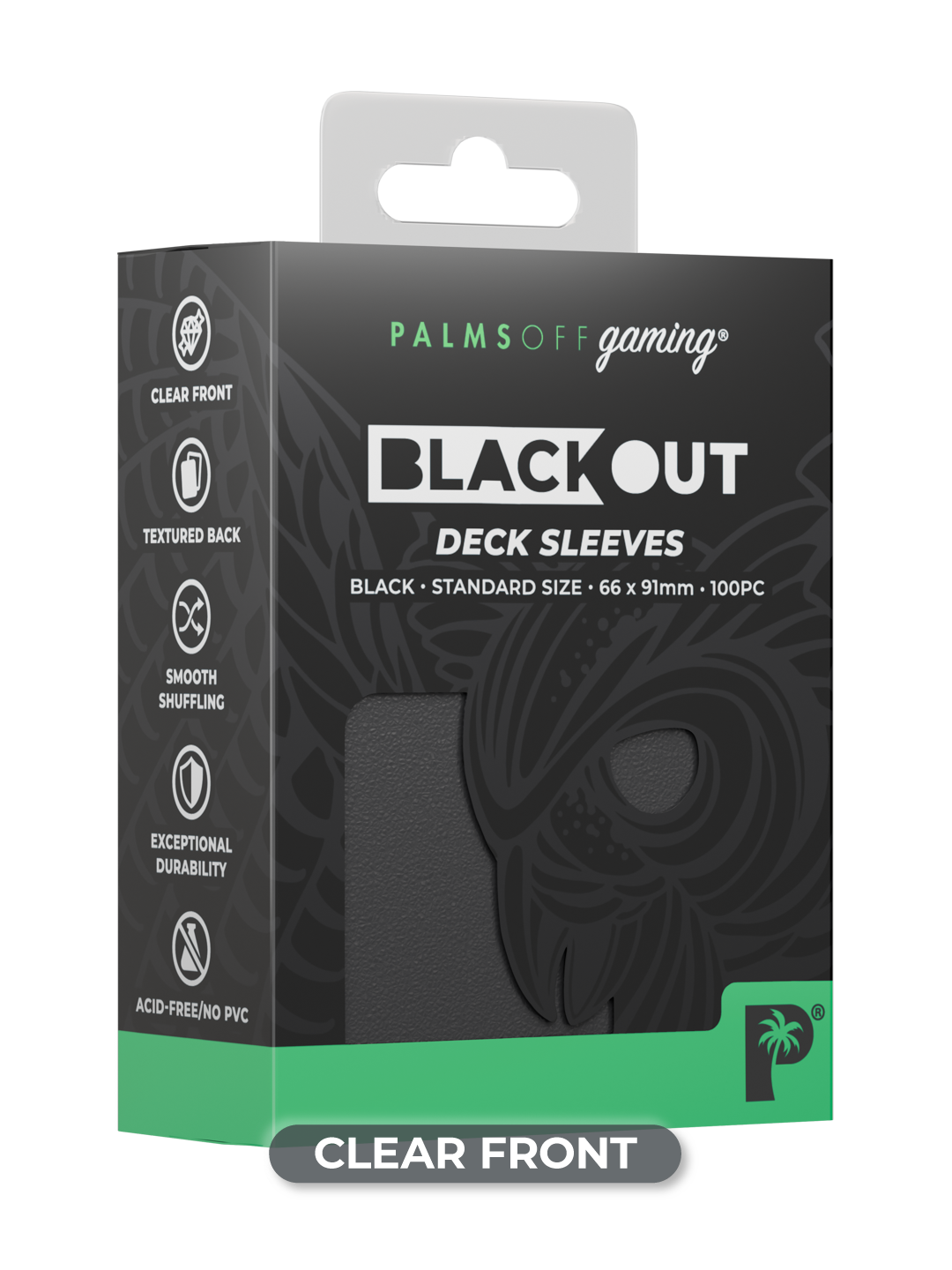 Palms Off Gaming - BLACKout Deck Sleeves - Standard - 100pc - BLACK